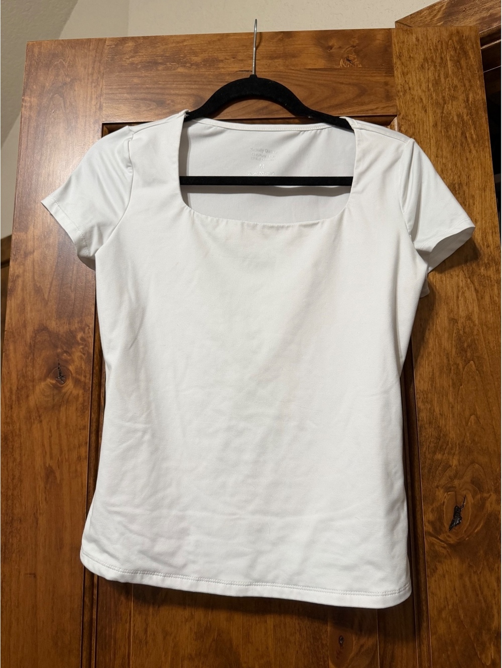 White square neckline short sleeve